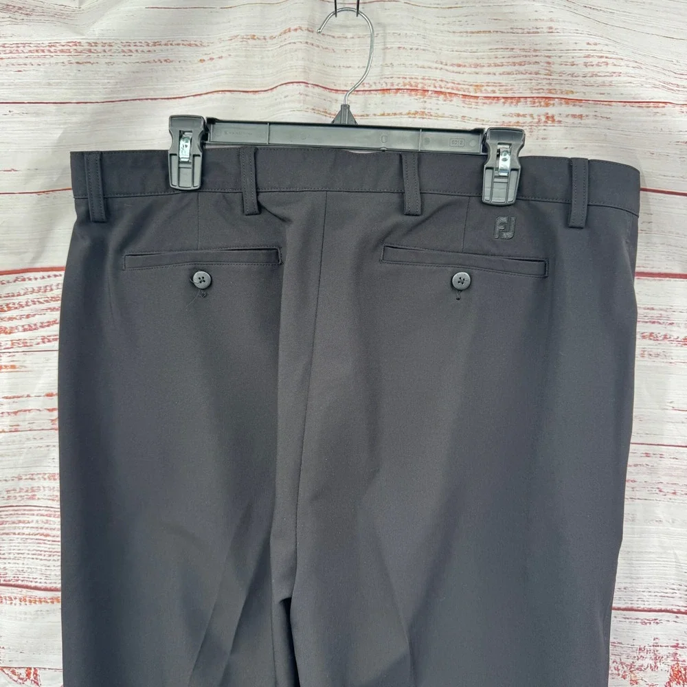 Footjoy Golf Pants Mens 38x32 Black Performance Flat Front Straight Leg Athletic